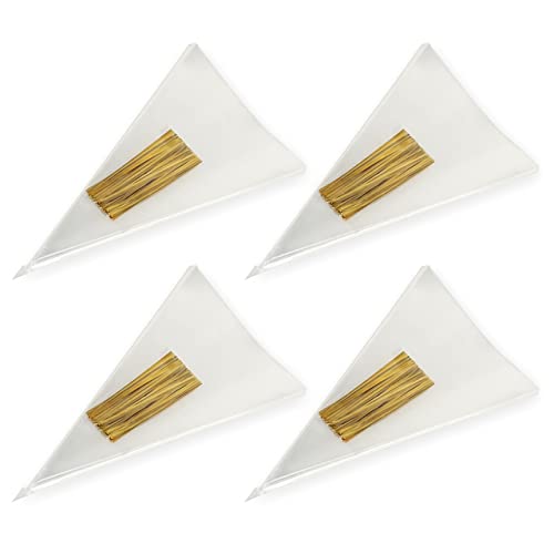 Rimikuru 三角OPP袋 ラッピング お菓子 切り花 花束 三角形 クリア ギフト包装 カラータイ付属 セット