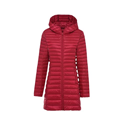 Doudoune femme rouge XL de haute qualité avec capuche protectrice