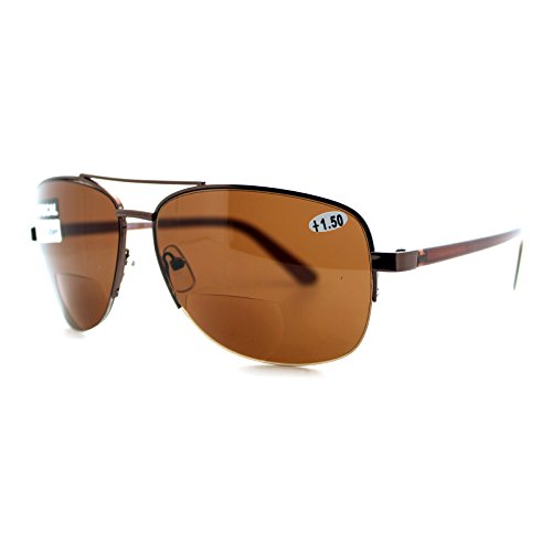 Bifocal Magnification Lens Sunglasses Mens Half Rim Aviator Tinted Reader2