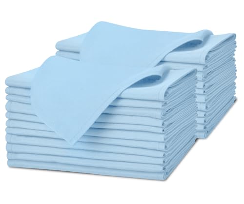 Avalon Kitchen Light Blue Cloth Napkins Bulk (Pack of 24) - 100% Polyester Dinner Linen Napkins Cloth Washable & Reusable - Durable with Hemmed Edges - Ideal for Parties and Weddings (17x17 Inches)