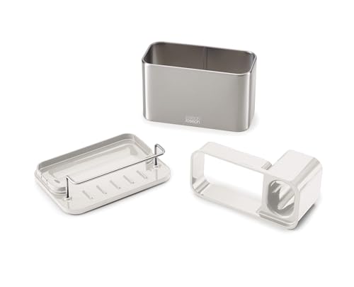 Image of Joseph Joseph Surface Stainless Steel Caddy Sink Area Organizer and Sponge Holder, Stone