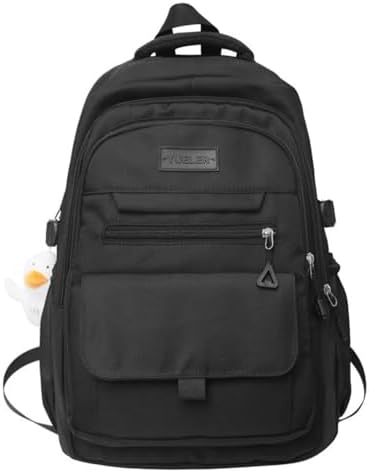 Student Backpack for Teen Girls Boys Preppy Elementary Middle School College Bookbags Cute Aesthetic Trendy Daypack (Black)