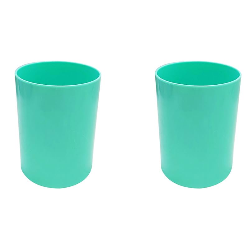 Aoktorkit 2pcs Plastic Pen Pencil Holder Green Round Plastic Desk Organizer Pen Holder For Desk Office/School/Home Accessory,7 * 10CM
