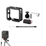 Kamerakäfig kompatibel mit DJI Osmo Nano, Rahmen aus Aluminiumlegierung, Dual-Schuhhalterung, 6,35 mm Lokalisierungslöcher für vertikale und horizontale Aufnahmen (Käfig + 2,5 cm Kugelbasis)