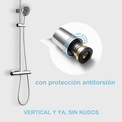 Miniatura 3 de Offo Manguera Ducha De 1.6 M, Manguera De Ducha De Alta Presión Con Orificio De 11 Mm, Flexo Ducha De Repuesto De Acero Inoxidable, Protección Universal Contra Fugas Y Dobleces, Cromo