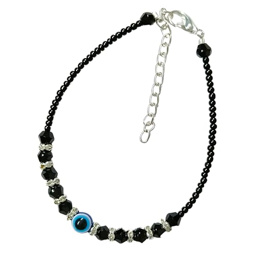 Handmade Black Evil Eye Bracelets for Women Protection Bracelet Adjustable Lucky Crystal Beaded Good Luck & Prosperity Jewelry Stone Healing Bracelet Unisex