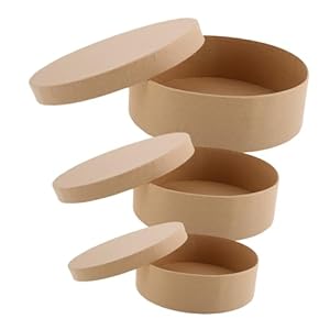 WEKAMOS 3 Stück Runde Pappmaché Schachteln