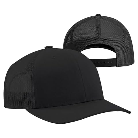 TZ Promise Men Women Plain Cotton Trucker Cap with Mesh Back, Snapback Baseball Hats (US, Alpha, One Size, Black) Cover