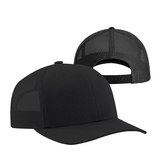 Image of TZ Promise Men Women Plain Cotton Trucker Cap with Breathable Mesh Back, Snapback Baseball Hats
