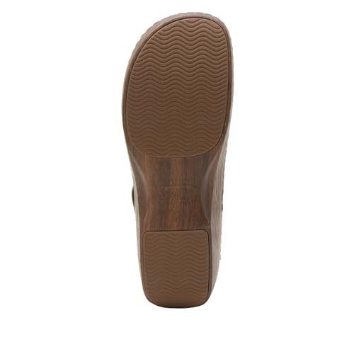 Image of Alegria Women's Onika Leather Wood Grain Mary Jane Shoes