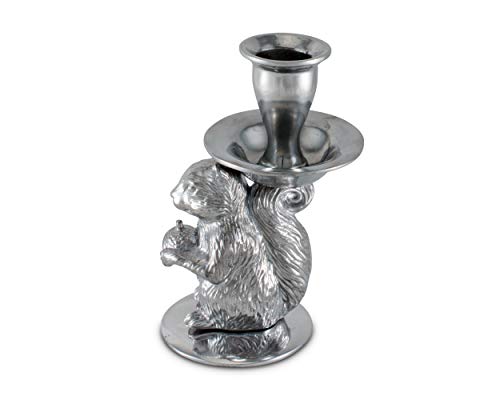 Arthur Court Aluminum Metal Rustic Squirrel Candle Holders / Candlestick Gator - Perfect For Outdoor Table Or Forest / Rustic Décor 5.25 Inch Tall #TOP5