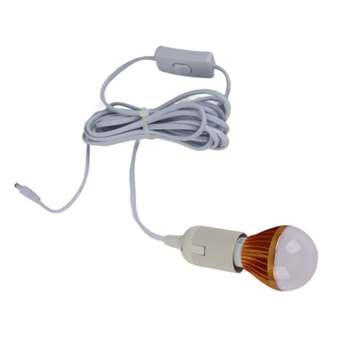 Yctze E27 Bombilla Solar E27 Bombilla Espiral Led Luz Blanca Solar Para Tienda De Campaña 12V 5W Con Línea De 3 Metros