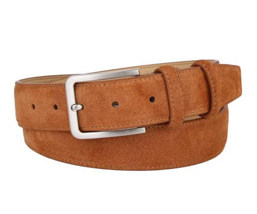 Image of Men's Belt Casual Genuine Leather Suede Belts for Men 1 3 /8 inch Wide Elegant Golf Dress Belt