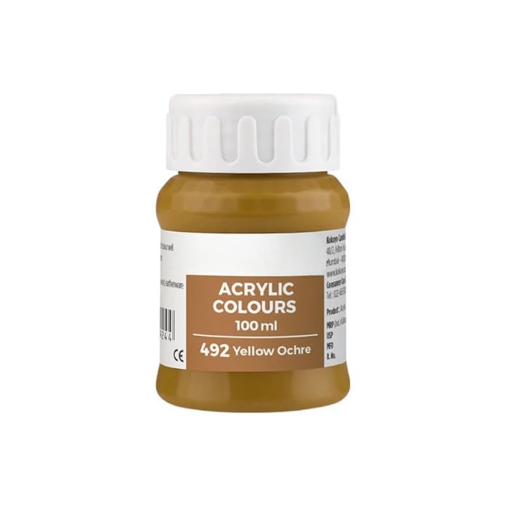 Image of Acrylic Colour (Fabric Colour) | 100 ml.- 100ml, Multi-Surface, Skin-Friendly & Vegan | (492 Yellow Ochre)
