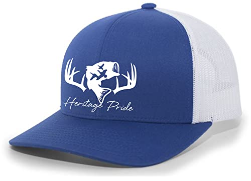 Image of Heritage Pride Deer Hunting Fishing Duck Hunt Mens Embroidered Mesh Back Trucker Hat