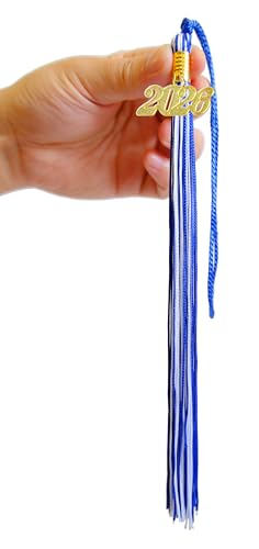 Image of Blue and White Graduation Tassel 2026 for Grad Cap and Graduation Ceremony Accessory Decoration