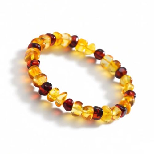 Gmissbabicoo Amber Bracelet Natural Blood Red Gold Ambers Jewelry Handmade Stretch Band Bracelets Fashion Design for Women Men (Style 1+2)
