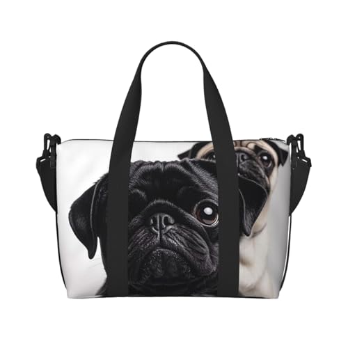Essentiels de voyage bien rangés dans ce grand sac de sport et week-end carlin noir