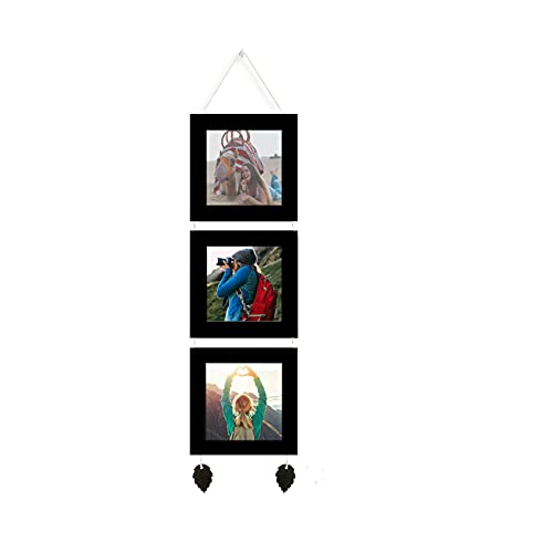 Image of Art Street Photo Frame For Wall Set of 3 Wall Hanging Photo Frame For Home and Office Decoration, Valentine Day Gift Size- 5x5 Inches-Black