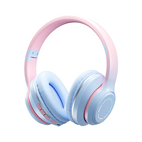 HUIOP - Auriculares inalámbricos BT con micrófono integrado con cable y soporte para tarjetas de memoria para teléfonos, tabletas, PC, ordenador portátil, niños, niñas, amigos, juegos, auriculares