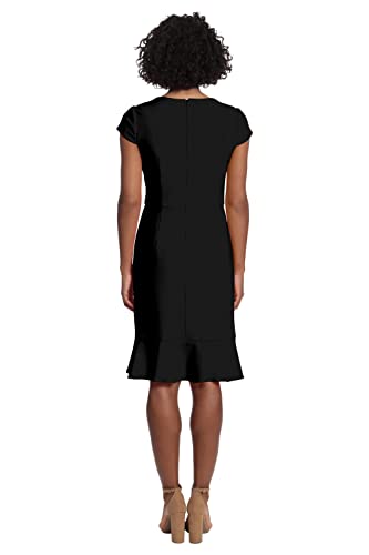 London Times Women's Dresses Feminine Ageless Surplice V-Neck Faux Wrap Ruffle Dress Office Event Shower Guest of3