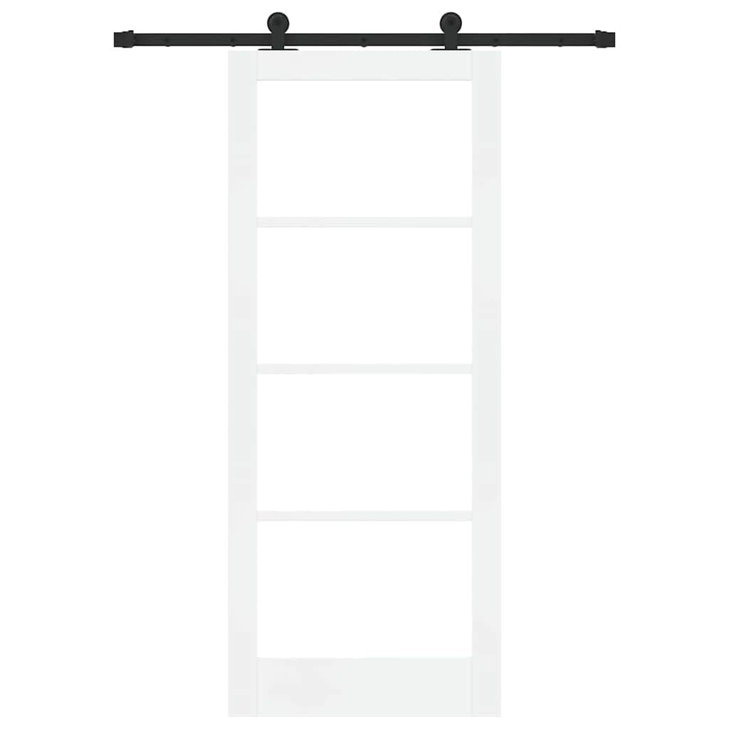 Drzwi przesuwne ORKDAL białe, 83 x 202 cm, lite drewno sosnowe i szkło, do wnętrz z cichą technologią ślizgową i minimalistycznym wzornictwem do pomieszczeń mieszkalnych i jadalni