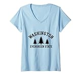 Photo Gallery donna stato evergreen di washington pnw maglietta con collo a v Photo Gallery donna stato evergreen di washington pnw maglietta con collo a v