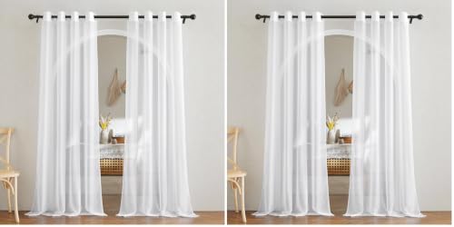 Image of NICETOWN White Sheer Curtains 84 inches Long - Home Decoration Grommet Airy & Lightweight Elegant Window Treatments with Light Filtering for Bedroom /Living Room (2 Panels, W54 x L84) (Pack of 2)