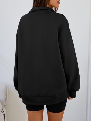 Image of Trendy Queen Women's Oversized Sweatshirts Half Quarter Zip Fleece Sweaters | Soft Cozy Zip Pullover, Comfort Warm Sweaters for Fall Winter, Fashion Mock Neck Outfits