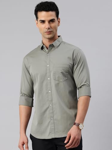 Image of Majestic Man Men's Cotton Slim Fit Solid Casual Shirt