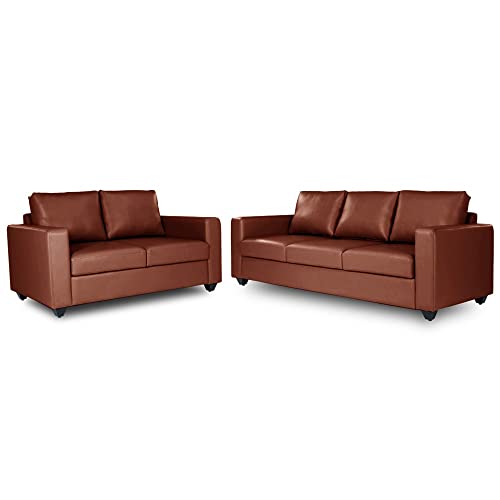 Image of Wakefit Sofa Set | 3 Year Warranty | Sofa 5 Seater, 5 Seater Sofa for Living Room, Wooden Sofa Set, Sofa Set 3+2 Seater - Napper(Romance : Tan)