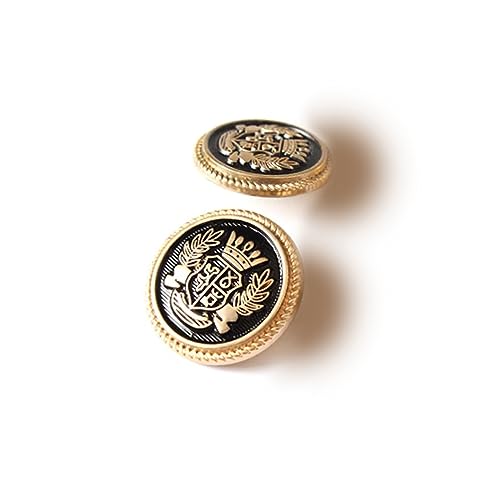 14 PCS Metal Blazer Button Set,15 mm and 23mm Gold Buttons for Sewing Vintage Buttons,for Blazer,Suits,Sport Coat,Uniform,Jacket (Black Gold)
