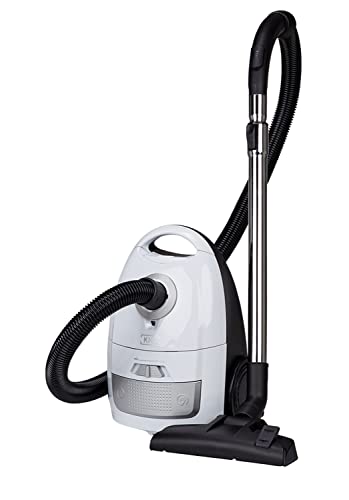 KHG Staubsauger BS-703MT in weiß/schwarz mit 700W, 1,5L Staubbehälter, HEPA-Filterschutz, umschaltbare Bodendüse, Kombidüse, automatische Kabelaufwicklung, Energiesparmotor
