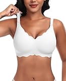 Ganado Damen Nahtloser BH Bügelloser Bequemer BH Bustier Bralette Soft (Weiß-Gewellte...
