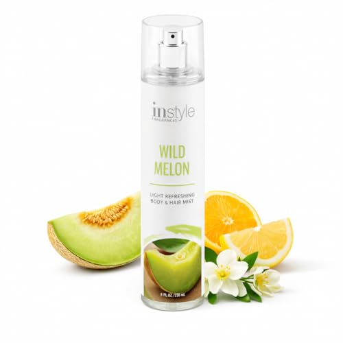 Instyle Fragrances Light Refreshing Body & Hair Mist, Wild Melon, Premium Women’s Body Spray, Infused with Panthenol, CLEAN, Vegan, Paraben-Free, Phthalate-Free, 8 Fluid Ounces