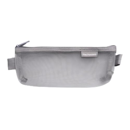 Estojo de malha transparente portátil com zíper para escola, material de escritório, maquiagem leve, bolsa de higiene e organização