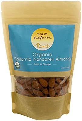 True California Organic Nonpareil Almonds (8 oz) Raw, Shelled, No Salt, No Roast - Healthy Snacks, Vegan & Gluten Free - Natural Whole Foods & Pantry Staples