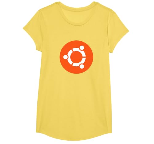 Ubuntu OS Linux Official Circle of Friends Logo T-Shirt, Girls, Lemon Yellow, Medium
