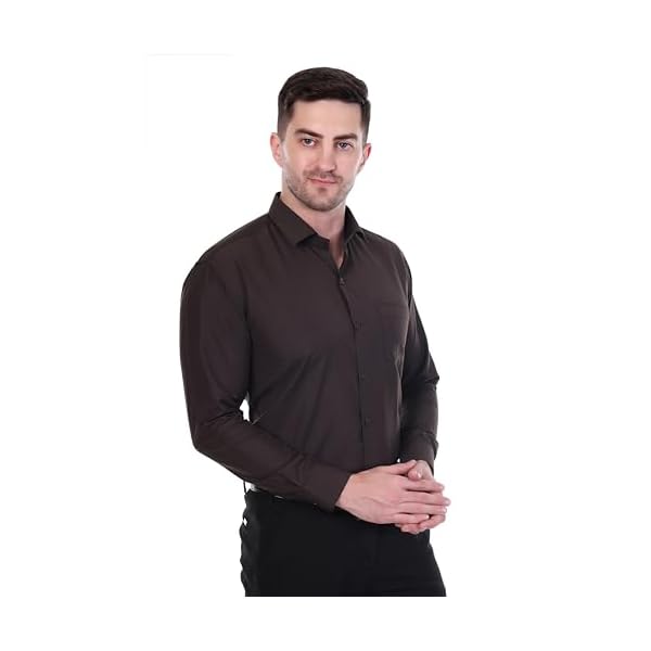 Sparrow Outfit Men’s Cotton Blend Regular Fit Shirt | Casual Wear Formal Shirts for Men and Boys | Spread Collar Long Sleeve Button Down Shirt for Office Parties Special Occasions (Dark Brown)