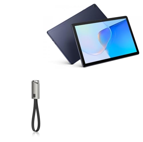 BoxWave Cable Compatible with Huawei MatePad C5e - USB Type-C Keychain Charger, Key Ring USB Type-C to Type-A 8 in USB Cable - Jet Black