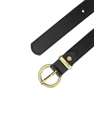 Allegra K Women PU Leather Belts Bronze Metal Pin Buckle Thin Waist Belts for Jeans Dress2