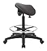 Office Star Drafting Backless Stool with Saddle Seat, Foot Ring, Adjustable Seat Angle and Pneumatic Height Adjustment, Dillon Black Faux Leather