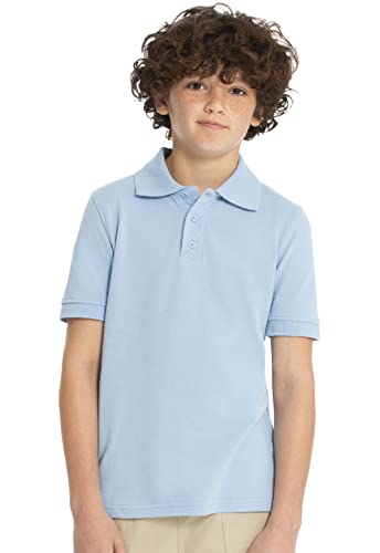 Image of Classroom Girls' Short SLV Pique Polo | 3 Button Placket, Side Vents, Droptail Hem, Ribbed Trim, Comfortable Everyday School Wear