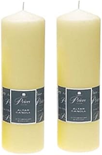 2 x Prices Ivory Altar Candle 250mm X 80mm 125 Hours Burn Time