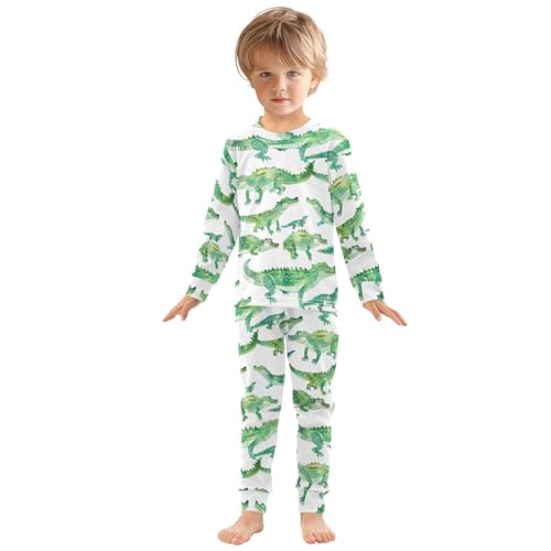Cartoon Pajamas Set Crocodile Pattern Green Long Sleeve PJs Cotton Jammies Sleepwear Top and Pants3
