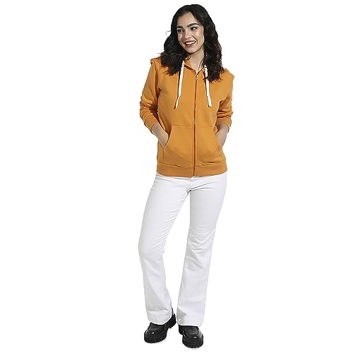Image of PINACOLADA Women's Zip-Front Hoodie with Angled Open Pockets for Casual Wear | Hooded Neck | Long Sleeve | Zipper Closure | Cotton Sweatshirt Crafted with Comfort Fit for Everyday Wear