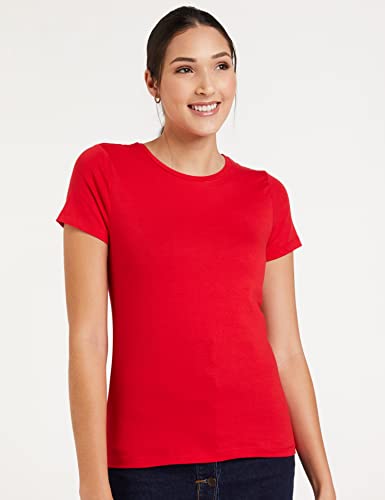 Image of Amazon Brand - Symbol Women Cotton Stretch Regular Fit Round Neck Half Sleeve T-Shirt (Available in Plus Sizes)