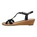 PIZZ ANNU Women's MiraSole Low Wedge Sandals Ankle Strap Heel Sandal 1.6 Inch Open Toe Walking Comfortable Evening Dress Wedding Summer Flat Shoes, Black 8.5
