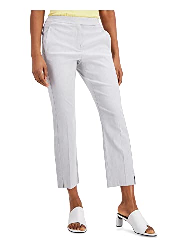 Alfani Womens Gray Pocketed Zippered Cropped Slit-Hem Straight Leg Pants 14