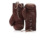 Modest Vintage Player Retro Heritage Brown Leather Boxing Gloves (Lace-Up)